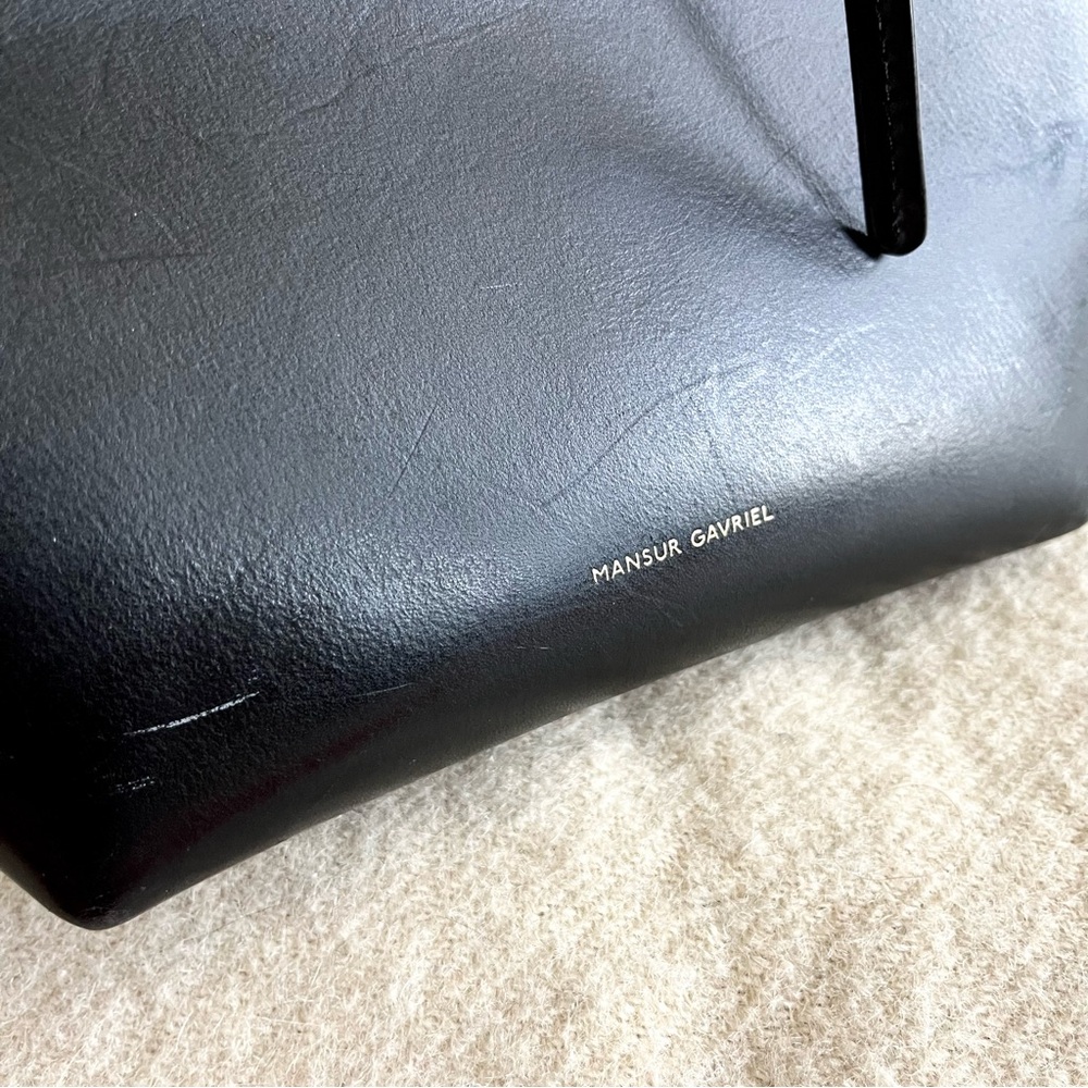 Mansur Gavriel Black Mini Leather Drawstring Bucket Crossbody - Picture 3 of 13